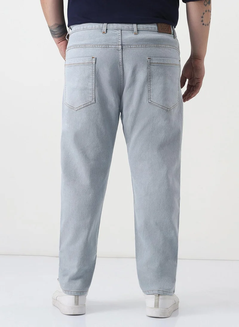 Urbano Fashion  Urbano Plus Men's Ice Grey Slim Fit Washed Denim Jeans Stretchable for Men | Best Price UAE